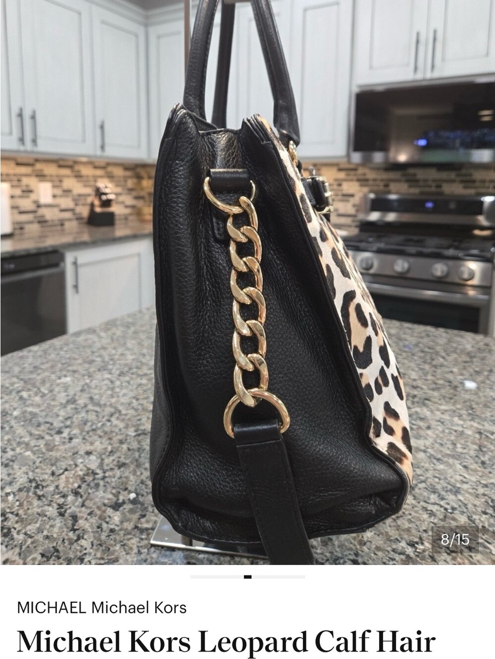 Like NEW Michael Kors $498 Leopard Calf Hair Hamilton Satchel - STUNNING - Picture 3 of 5